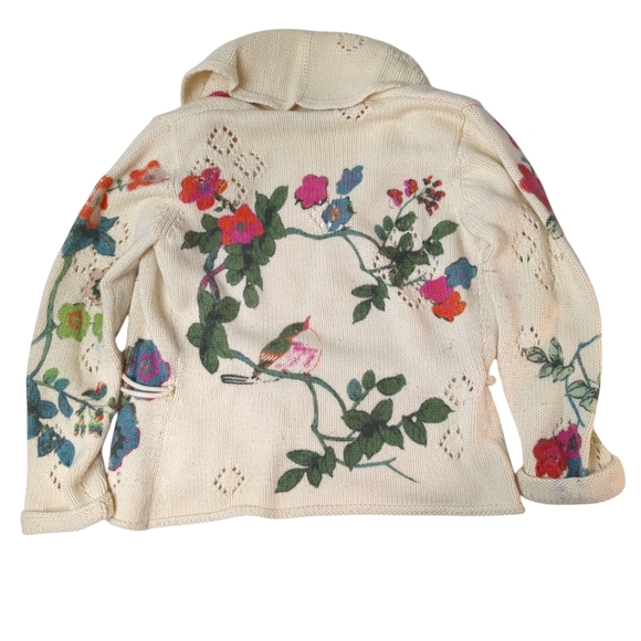Oilily Cream and Multicolor Floral Knitted Wool Blend Cardigan - Picture 3 of 7